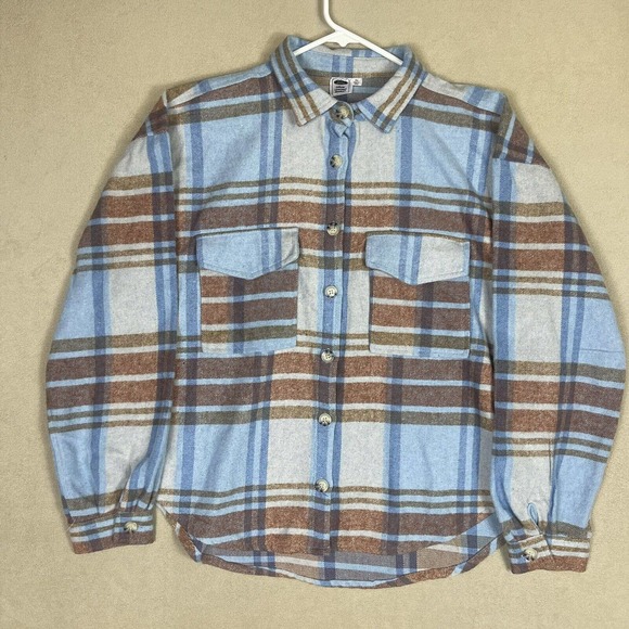 Ford Bronco‎ Mens XXL Long Sleeve Flannel Blue/Brown Plaid Shirt Relaxed Fit NWT - Picture 1 of 13